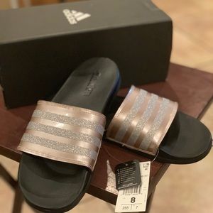 Rose Gold Adidas Slides Sandals